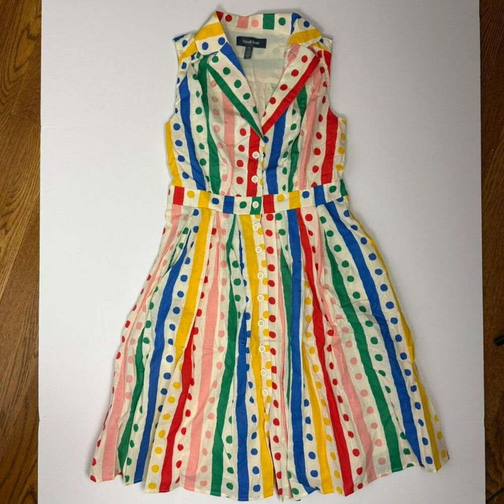 ModCloth 100% Cotton Women's Rainbow Fit & Flare Dress w/ Pockets - S - NWT